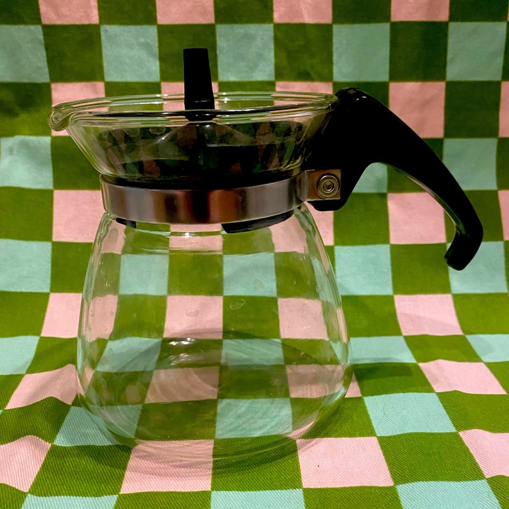 Vintage Glass Coffee Carafe with Black Handle